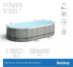 Bestway Power Steel Oval Zwembad - 488 X 305 X 107 Cm - Met Filterpomp En Accessoires -Professionele winkel voor zwembadartikelen 900 989 56448 01 power steel