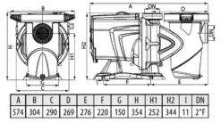 DAB E-Swim 300 M Variabele Zwembadpomp -Professionele winkel voor zwembadartikelen technische gegevens 2
